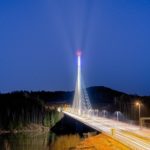 Smaalenene bridge in a stary nightscape