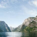 Panorama image of Nærøyfjorden photographed from kajakk